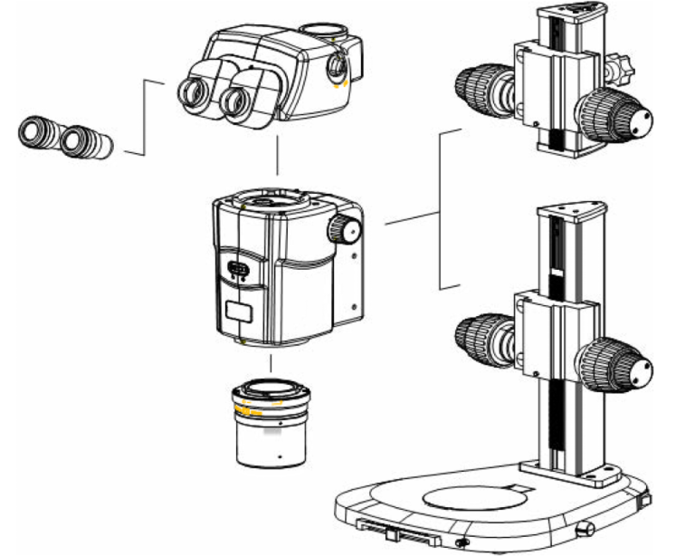 Research-Grade Stereo Microscopes AVT018 System Layout