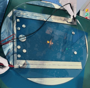 Testing the conductivity of large-diameter silver-coated products